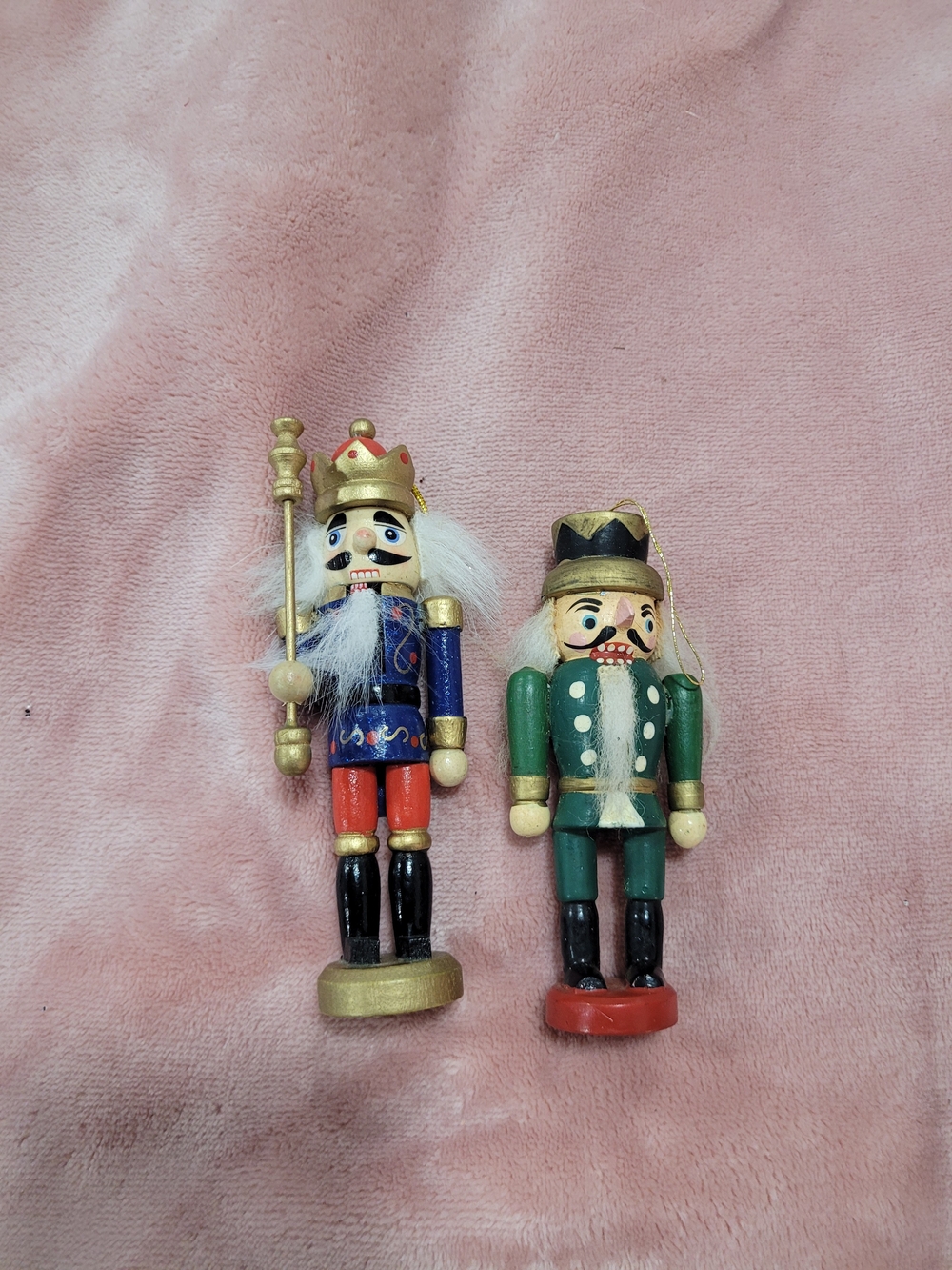 Wooden Nutcracker Figurines Set - Green & Blue